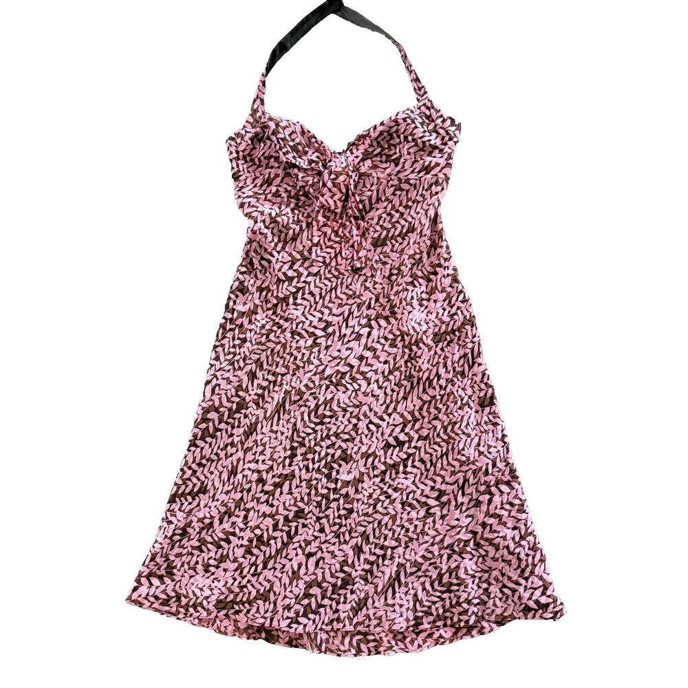 Floral Silk Babydoll Dress Pink Womens 10 Retro Y2K 90s Fairy Princess Party